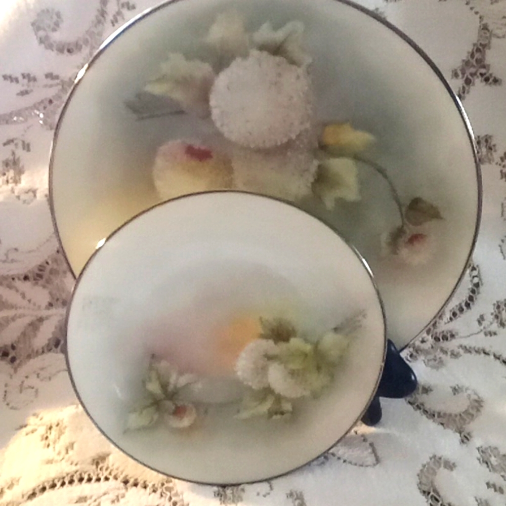 2 Vintage Noritake decorative flower plates